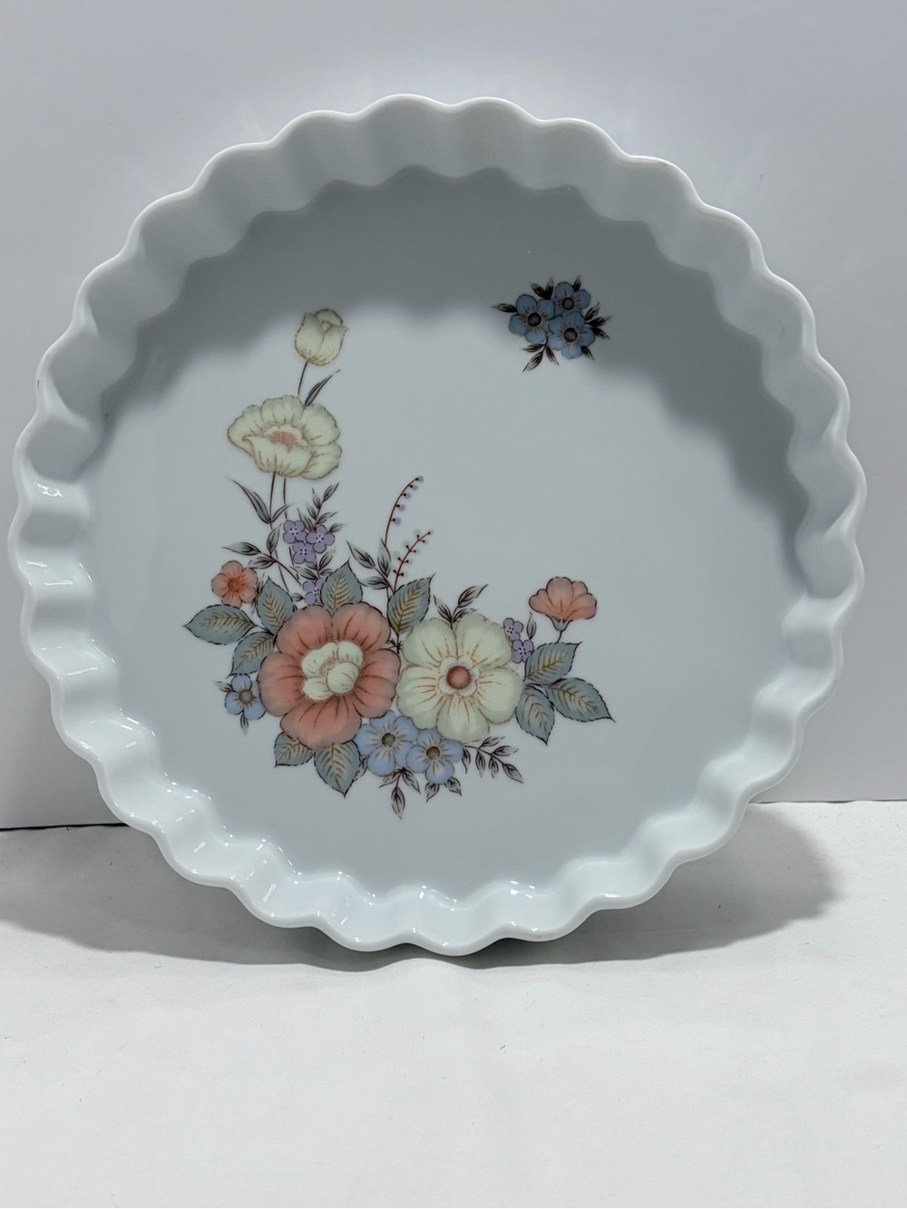 Vintage Floral Ceramic Pie Plate JAPAN 80’s